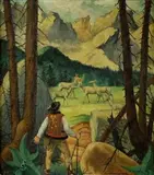 Ján Ladvenica, Slovenská rozprávka, 1946, olej na lepenke