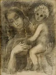 Edita Spannerová, Matka, okolo 1948, kresba ceruzou , uhľom na papieri