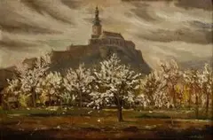 Ľudovít Bránsky, Pohľad na Nitriansky hrad, okolo 1940, olej na plátno