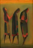 Ľudia v hmle by Ladislav Záborský, 1965, olej na plátne dublované na kartóne, sold Jun 2006