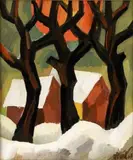 Svetozár Abel, Zimná krajina, 1963, tempera na kartóne