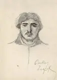 Hlava muža s fúzikmi (Jósef Ballay) by Ladislav Mednyánszky, okolo 1890, kresba ceruzou, perom, tušom na papieri, sold Jun 2006