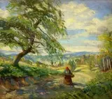 Max Schurmann, Z lesa, okolo 1930, olej na plátne dublované na kartóne