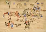 István Tallós Prohászka, Na trhu v Šamoríne II., 1930, akvarel na papieri