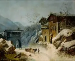 Henri Brauer, Zima na predmestí, okolo 1900, olej na plátne
