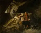 Karl Joseph Litschaur, Ranený vojak, 1853, olej na plátne