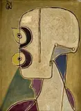 Óscar Domínguez, Hlava z profilu (Číhajúci), 1948-9, olej na plátne