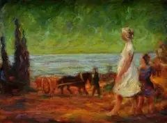 Karel Molnar, Na jar v poli, okolo 1940, olej na kartóne