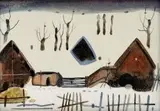 Turčiansky dvor by Vladimír Kompánek, okolo 1980, olej na sololite, sold Jun 2006