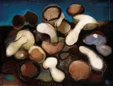 Zátišie (Hríbiky) by Vladimír Kompánek, 1988, olej na sololite, sold Jun 2006