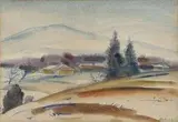 Eugen Lehotský, Krajina za Smolenicami, okolo 1960, akvarel na papieri