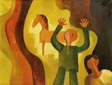 Svetozár Abel, Červený koník, okolo 1970, 115 x 150 cm