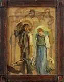 Muž a žena by Ladislav Mednyánszky, okolo 1900, olej na papieri, nalepené na preglejke, sold Mar 2006