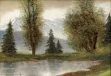 Horské jazierko by Eugen Szepesi-Kuszka, okolo 1910, olej na kartóne, sold Mar 2006