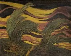 Anton Jasusch, Búrlivá krajina, pred 1914, olej na kartóne