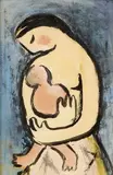 Mikuláš Galanda, Matka s dieťaťom, 1935-36, tuš, akvarel, tempera na papieri