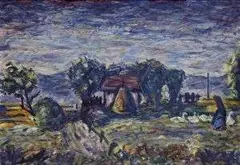 Peter Matejka, Krajina od Nového Mesta, okolo 1940, olej na kartóne