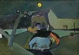 Kone v noci by Vincent Hložník, 1949, olej na kartóne, sold Mar 2006