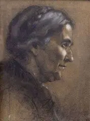 Portrét starej ženy by Gyula Benczúr, okolo 1890, kresba uhľom, kriedou na papieri, sold Mar 2006