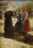 Carolus Pallya, Na trhu, okolo 1900, olej na kartóne