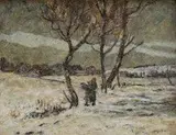Károly Kotász, Žena s drevom v zime