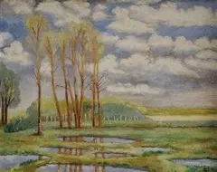Albert Stagura, Krajina s močiarom, 1919, olej na plátne