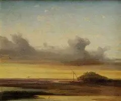 Louis Grünler, Krajina so studňou, okolo 1850, olej na plátne, dublované