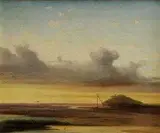 Louis Grünler, Krajina so studňou, okolo 1850, olej na plátne, dublované