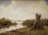 Gabriel J., Krajina s rybníkom, okolo 1920, olej na dreve