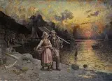 Adolf Baumgartner-Stoiloff, Po rybačke, okolo 1890, olej na kartóne