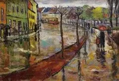 Milan Dobeš, Nábrežie v Bratislave, okolo 1955-60, olej na plátne