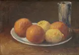 Ernest Špitz, Zátišie s jablkami a pohárom, okolo 1955, olej na plátne