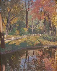 Yosyp Bokshay, V parku, okolo 1940, olej na plátne