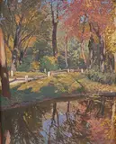 Yosyp Bokshay, V parku, okolo 1940, olej na plátne