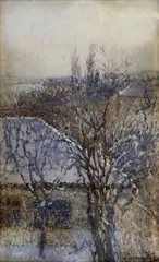 Zimná krajina by Ritta Boehm, okolo 1910, olej na kartóne, sold Nov 2005