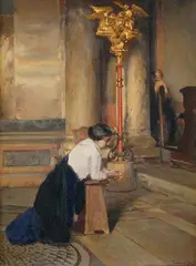 Dominik Skutetzky, Pri modlitbe, okolo 1885 - 1903, olej na plátne