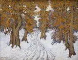Anton Jasusch, Zimný les, pred 1914, pastel na kartóne