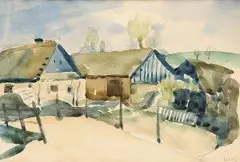František Foltýn, Chalupy, po 1934, akvarel, ceruza na papieri
