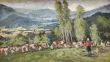Gustáv Mallý, Pastierka kráv, okolo 1935, olej na plátne
