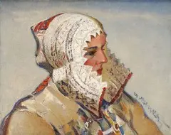 Martin Benka, Žena v čepci, okolo 1938, olej na kartóne