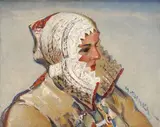 Žena v čepci by Martin Benka, okolo 1938, olej na kartóne, sold Nov 2005