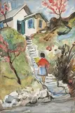 Pred domom by Imro Weiner-Kráľ, okolo 1955, akvarel na papieri, sold Nov 2005