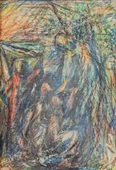 Teodor Tekel, Figurálna kompozícia, okolo 1960, voskový pastel na papieri