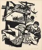 Vincent Hložník, Bez názvu, 1962, drevorez na papieri Nečíslované