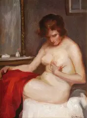 Gyula Glatter, Ženský akt, okolo 1920, olej na plátne