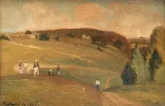 József Radnay, Postavy na lúke, okolo 1930, olej na kartóne