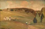 József Radnay, Postavy na lúke, okolo 1930, olej na kartóne