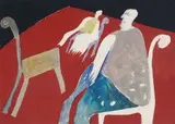 Návštevník by Milan Paštéka, 1975, tempera, sold Nov 2005