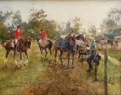 F. Kleiberg, Pred dostihmi, okolo 1930, olej na plátne