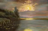 Nikolajevič Žankovskij Ilja, Západ slnka pri rybníku, okolo 1900, pastel na kartóne